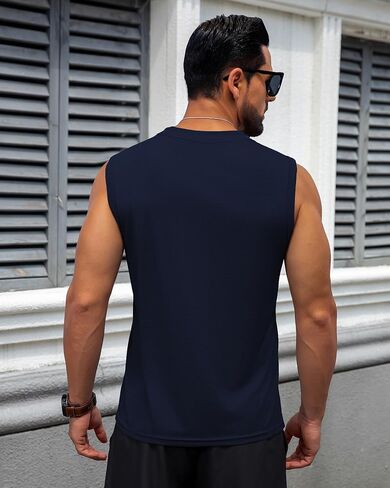 KAWATA Men's Tank Top Sleeveless Tee Muscle Workout Gym Shirts Lightweight Athletic Running Bodybuilding Shirt in Saudi Arabia
