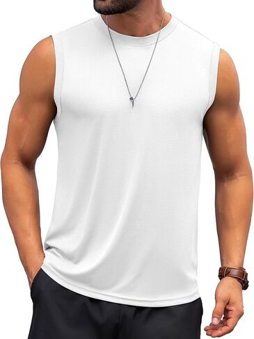 KAWATA Men's Tank Top Sleeveless Tee Muscle Workout Gym Shirts Lightweight Athletic Running Bodybuilding Shirt in Saudi Arabia