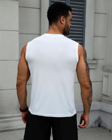 KAWATA Men's Tank Top Sleeveless Tee Muscle Workout Gym Shirts Lightweight Athletic Running Bodybuilding Shirt in Saudi Arabia
