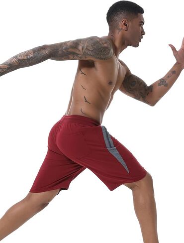 Mens Casaul Cotton Shorts Drawstring Zipper Pockets Elastic Waist for Sports in Saudi Arabia