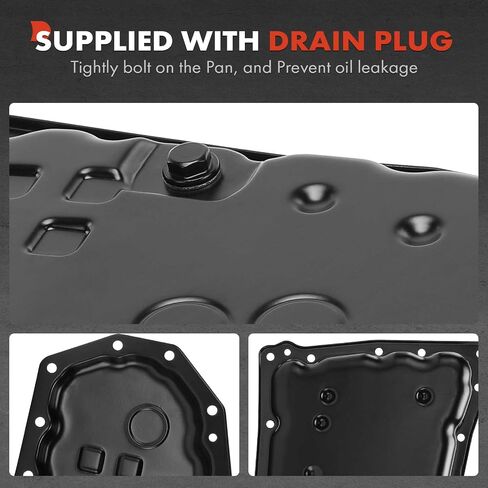 A-Premium Transmission Oil Pan with Drain Plug Compatible with Mitsubishi Outlander 2016-2020, Outlander Sport 2015-2024, Lancer 2016-2017, 2.0L 2.4L, Replaces 2705A048, 2705A062 in Saudi Arabia