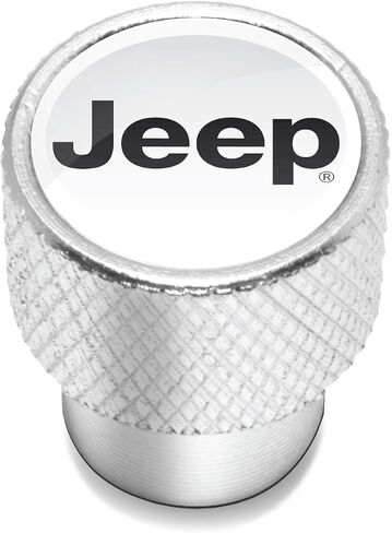 iPick Image for Jeep in White on Shining Silver Aluminum Tire Valve Stem Caps in Saudi Arabia