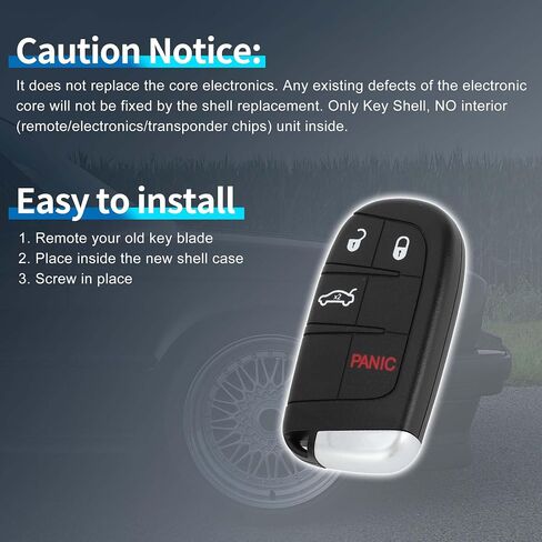 X AUTOHAUX Key Shell Case Keyless Entry Remote Key Fob Replacement Case for Dodge Journey 2011-2020 for Dodge Charger 2011-2018 4 Buttons in Saudi Arabia
