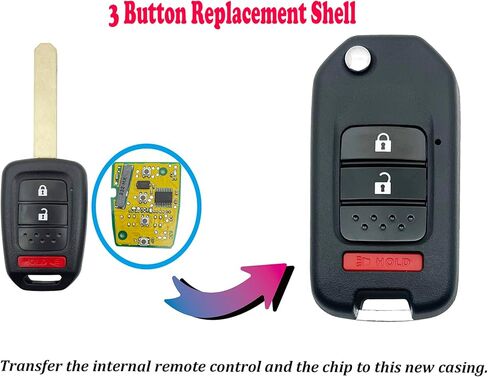 Midified Folding Key Fob Cover Shell fit for Honda 2013-2016 Accord , 2015-2016 CR-V, 2016-2017 HR-V ,Civic 2013-2015 Crosstour Key Fob (FCC: MLBHLIK6-1T) (4 Button) in Saudi Arabia