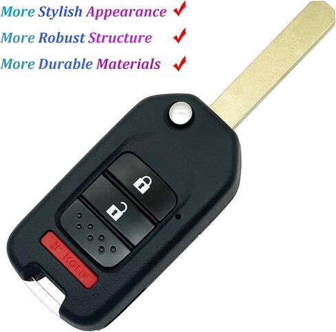 Midified Folding Key Fob Cover Shell fit for Honda 2013-2016 Accord , 2015-2016 CR-V, 2016-2017 HR-V ,Civic 2013-2015 Crosstour Key Fob (FCC: MLBHLIK6-1T) (4 Button) in Saudi Arabia
