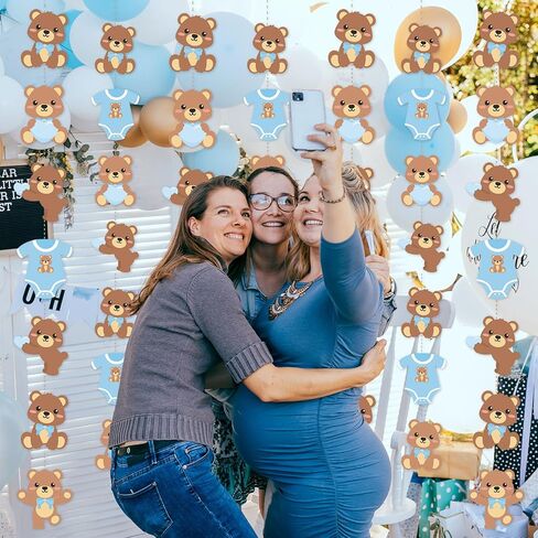 Cindeer 8 Pieces Pastel Party Decorations Pastel Smile Face Garlands Blue Hanging Banner Smile Paper Cutouts for Girls Boys Baby Shower Wedding Birthday Party Decor Supplies in Kuwait