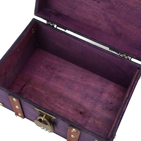 Health Gear Vintage Wooden Storage Box with Lock, Violet Color Wooden Treasure Chest Box with Lock Rectangle Antique Wood Jewelry Storage Box Decorative Handmade Case Organizer in Saudi Arabia