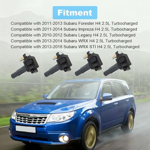 JDMON UF665 4 قطع حزمة ملفات الإشعال وقابس الإشعال متوافق مع سوبارو فورستر 2011-2013 امبريزا 2011-2014 ليجاسي 2010-2012 WRX 2013-2014 WRX STI 2013-2018 2.5L H4 بديل لـ NGK93893 in Saudi Arabia