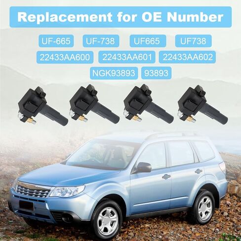 JDMON UF665 4 قطع حزمة ملفات الإشعال وقابس الإشعال متوافق مع سوبارو فورستر 2011-2013 امبريزا 2011-2014 ليجاسي 2010-2012 WRX 2013-2014 WRX STI 2013-2018 2.5L H4 بديل لـ NGK93893 in Saudi Arabia