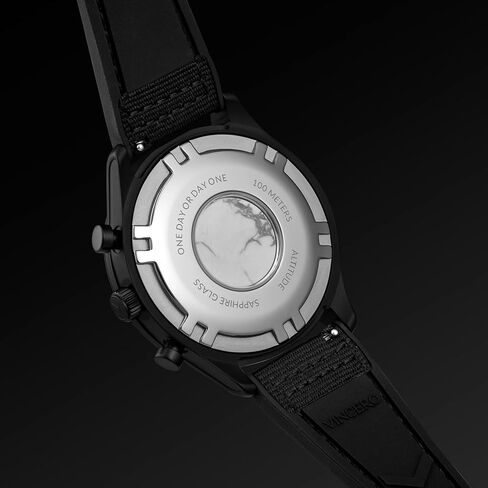 ساعة يد فاخرة للرجال من Vincero - ساعة Altitude للرجال مع سوار كوردورا من النايلون، ساعة يد إيطالية للرجال، ساعة تناظرية 44 ملم مع حركة كوارتز يابانية (أسود مطفي/أحمر) in Kuwait