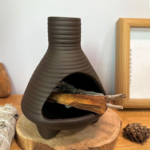 Ceramic Palo Santo Holder Burner, Handmade Incense Burner, Cone Ash Catcher Smudge Bowl for Meditation Yoga Home Decor Incense Holder, Black in Saudi Arabia