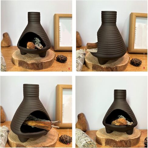 Ceramic Palo Santo Holder Burner, Handmade Incense Burner, Cone Ash Catcher Smudge Bowl for Meditation Yoga Home Decor Incense Holder, Black in Saudi Arabia