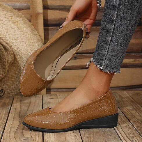 Women's Ballet Flats Business Office Work Dress Shoes Low Wedge Round Toe Slip-Ons Comfortable Dressy Casual Flats for Women in Saudi Arabia