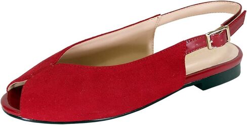 Peerage Kelsey Women's Wide Width Peep Toe Slingback Comfort Suede Flats in Saudi Arabia