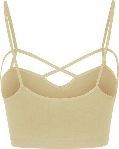 Re.Born Womens Seamless Crisscross Front Strappy Cutout Cage Crop Top Bralette Bra with Removable Pad [S-3XL][1-4 Sets] in Saudi Arabia