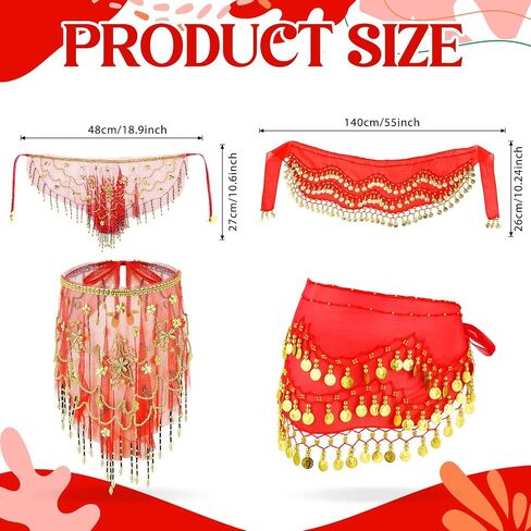 Mepase 1 Set Belly Dancer Outfit Belly Dance Hip Scarf Face Veil with Beads Sequins for Women Halloween Costume Accessory in Saudi Arabia