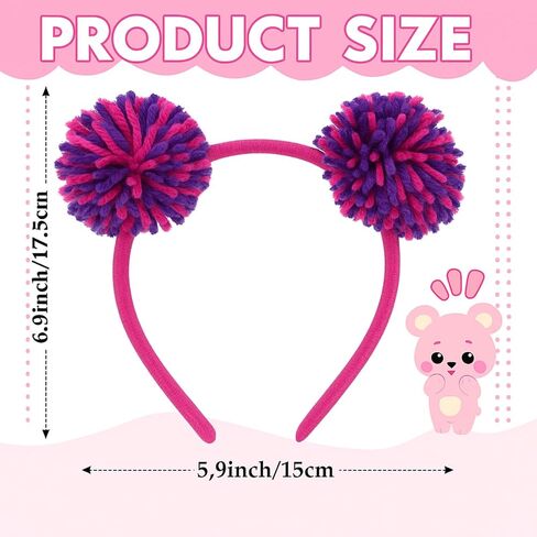 Pom Poms Headbands Bear Ears Headband with Plush Ball for Halloween in Saudi Arabia