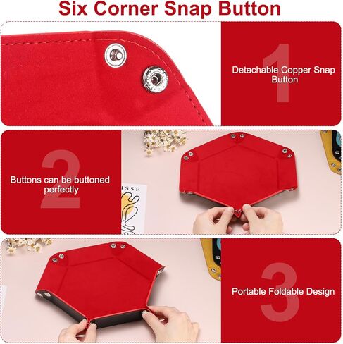 HARFINGTON 2pcs PU Leather Dice Tray Unisex Valet Tray Folding Hexagon Tray Portable Entryway Table Nightstand Bedside Desk Holder for Key Wallet Watch Coin Jewelry, Dark Green Purple in Saudi Arabia