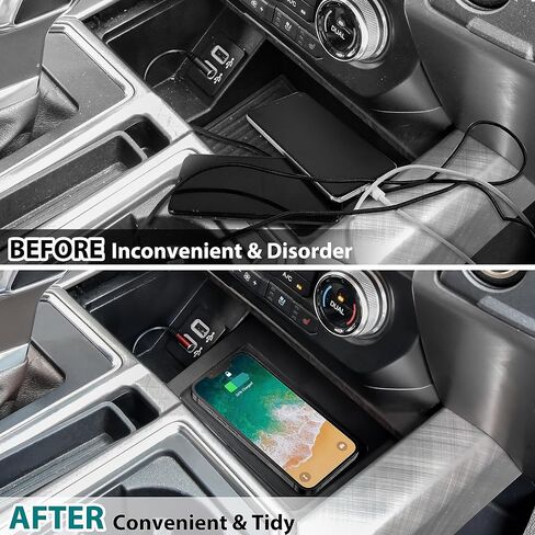 لوحة شحن لاسلكية لسيارة Ford F150 18-23، لوحة شحن لاسلكية لوحدة التحكم المركزية للهواتف الذكية لملحقات Ford F-150 2018-2023 in Saudi Arabia
