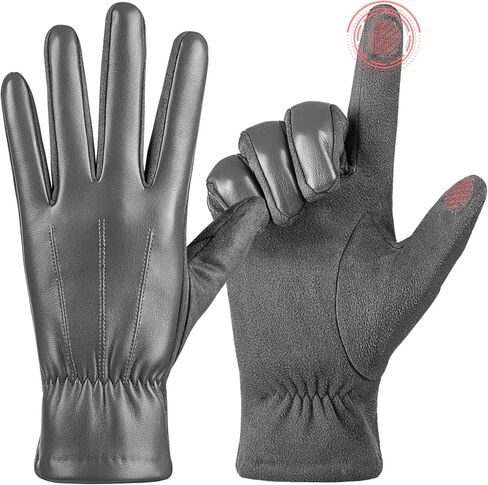 Winter Fashion Leather Gloves for Men, Finger Touchscreen Texting Wool Lined Warm Windproof Suede Driving Gloves in Saudi Arabia
