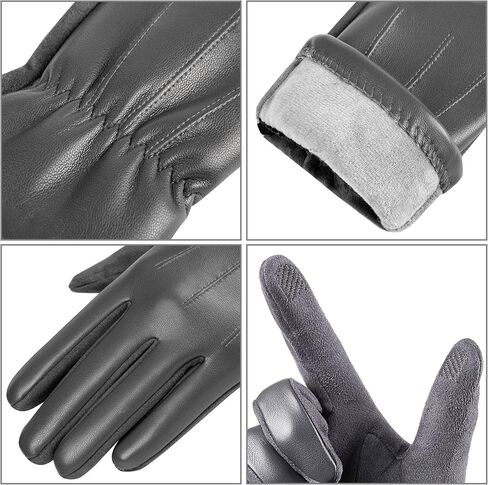Winter Fashion Leather Gloves for Men, Finger Touchscreen Texting Wool Lined Warm Windproof Suede Driving Gloves in Saudi Arabia