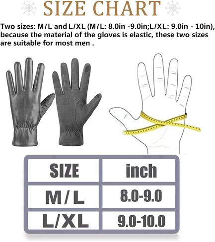 Winter Fashion Leather Gloves for Men, Finger Touchscreen Texting Wool Lined Warm Windproof Suede Driving Gloves in Saudi Arabia