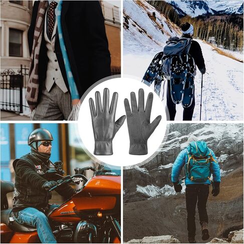 Winter Fashion Leather Gloves for Men, Finger Touchscreen Texting Wool Lined Warm Windproof Suede Driving Gloves in Saudi Arabia