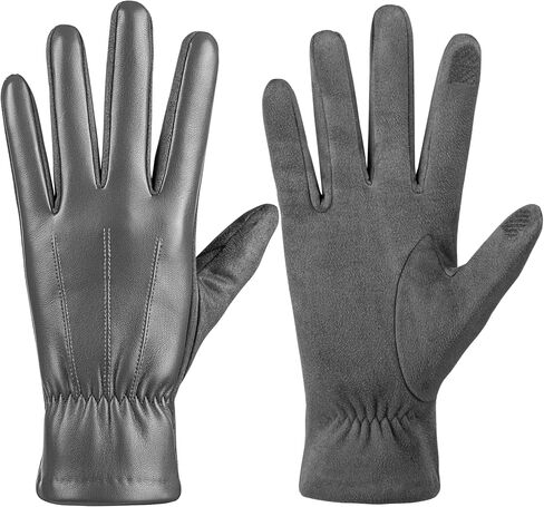 Winter Fashion Leather Gloves for Men, Finger Touchscreen Texting Wool Lined Warm Windproof Suede Driving Gloves in Saudi Arabia