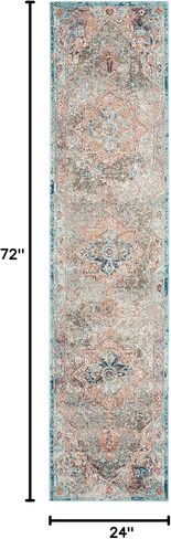 SAFAVIEH Aria Collection Runner Rug - 2' x 6', Beige & Blue, Boho Chic Medallion Distressed Design, Non-Shedding & Easy Care, Ideal for High Traffic Areas in Living Room, Bedroom (ARA119E) in Saudi Arabia