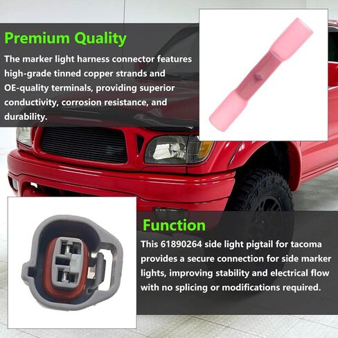 1pcs Side Marker Light Connector 2-Way 6189-0264， Fit for Toyota Tacoma 2002 2003 2004, Harness Plug Pigtail Replace 6189-0264 61890264 in Saudi Arabia