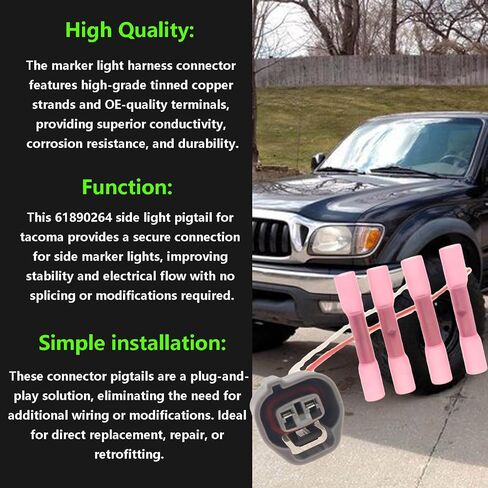 1pcs Side Marker Light Connector 2-Way 6189-0264， Fit for Toyota Tacoma 2002 2003 2004, Harness Plug Pigtail Replace 6189-0264 61890264 in Saudi Arabia