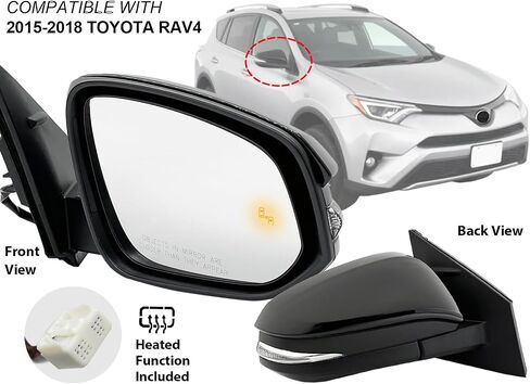 APA Replacement for Exterior Side View Mirror 2015-2018 RAV4 with BSD Turn Signal Power Heated Glossy Cap Driver Left Side 879400R190 TO1320343 in Saudi Arabia