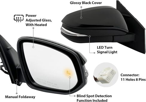 APA Replacement for Exterior Side View Mirror 2015-2018 RAV4 with BSD Turn Signal Power Heated Glossy Cap Driver Left Side 879400R190 TO1320343 in Saudi Arabia