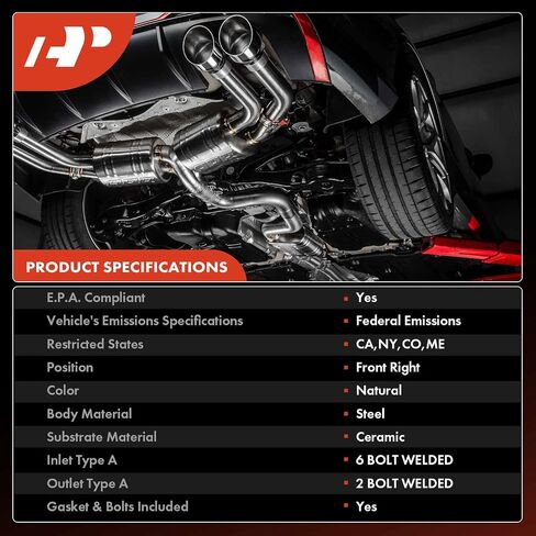 A-Premium Front Right Exhaust Manifold Catalytic Converter with Gasket Kit Direct-Fit Compatible with Toyota Tacoma 2012 2013 2014 2015 4.0L, E.P.A. Compliant in Saudi Arabia