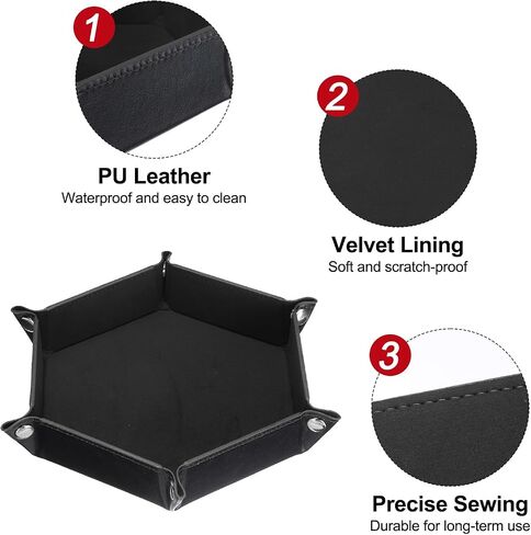 HARFINGTON 2pcs PU Leather Dice Tray Unisex Valet Tray Folding Hexagon Tray Portable Entryway Table Nightstand Bedside Desk Holder for Key Wallet Watch Coin Jewelry, Dark Green Purple in Saudi Arabia