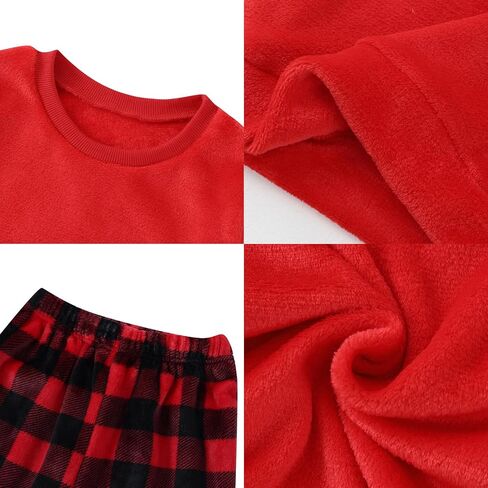 Weixinbuy الفتيات السراويل غامض مجموعة ملابس الشتاء الفانيلا الصوف منامة مجموعة للأطفال الفتيات Crewneck أعلى والسراويل منقوشة Sweatsuit in Kuwait