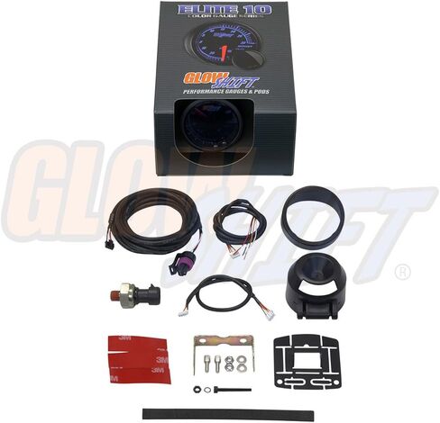 مجموعة قياس ضغط الزيت GlowShift Elite 10 ألوان 100 رطل لكل بوصة مربعة - تتضمن مستشعرًا إلكترونيًا - قرص أسود - عدسة ملونة - وظيفة استدعاء الذروة - للسيارة والشاحنات - 2-1/16 بوصة 52 مم in Saudi Arabia