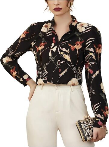 SHENHE Women's Dressy Casual Floral Blouse Long Sleeve Business Casual Work Shirt Top in Saudi Arabia