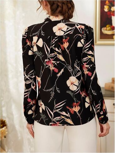 SHENHE Women's Dressy Casual Floral Blouse Long Sleeve Business Casual Work Shirt Top in Saudi Arabia