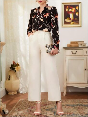 SHENHE Women's Dressy Casual Floral Blouse Long Sleeve Business Casual Work Shirt Top in Saudi Arabia