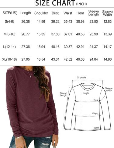 Womens Long Sleeve T Shirts Basic Casual Loose Fit Tops Fall Fashion 2025 Crew Neck Outfits in Saudi Arabia