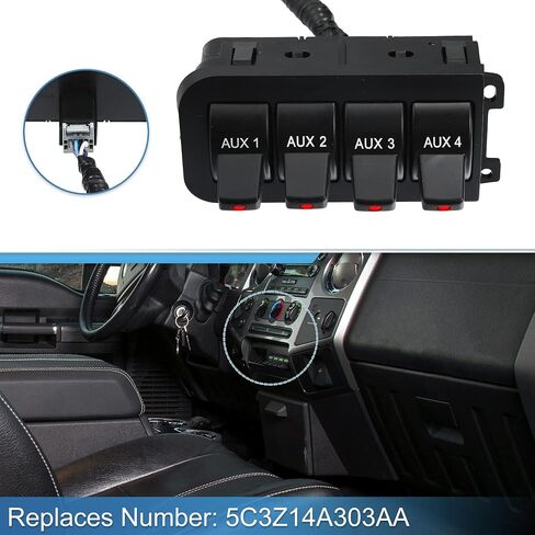 X AUTOHAUX in-Dash Auxiliary Upfitter Switch Panel Kit for Ford F250 F350 F450 F550 Super Duty 2005 2006 2007 5C3Z-14A303-AA 5C3T-14A303-AJ Switch Box Wire Harness Wiring Jumper Kit Black in Saudi Arabia