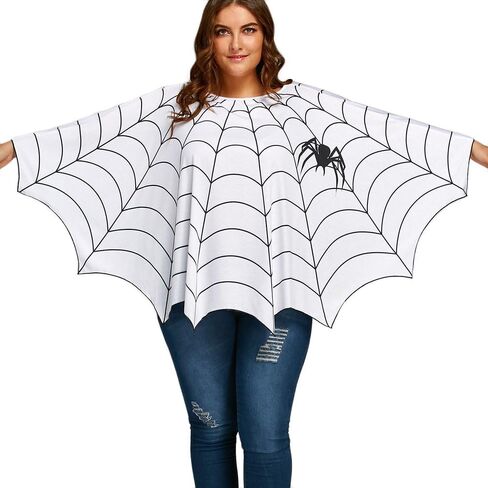 Women's Halloween Costumes Spider Web Poncho Shawl Cape Rave Party Cosplay Tops Blouse in Saudi Arabia