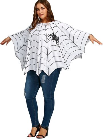 Women's Halloween Costumes Spider Web Poncho Shawl Cape Rave Party Cosplay Tops Blouse in Saudi Arabia
