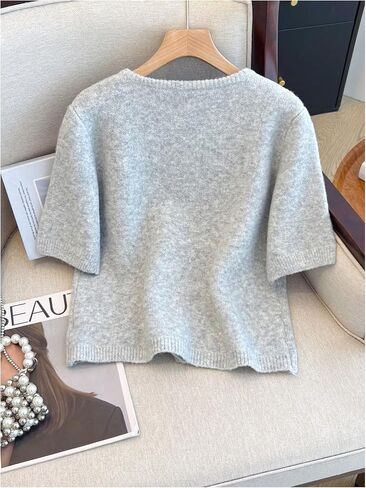GORGLITTER Women's Short Sleeve Cardigan Sweater Trendy Fall 2025 Dressy Cute Button Up Lightweight Cable Knit Cardigan in Saudi Arabia