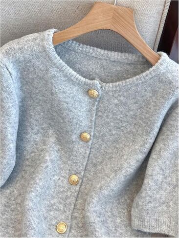 GORGLITTER Women's Short Sleeve Cardigan Sweater Trendy Fall 2025 Dressy Cute Button Up Lightweight Cable Knit Cardigan in Saudi Arabia