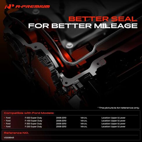 مجموعة حشية غطاء صمام المحرك العلوي والسفلي A-Premium متوافقة مع Ford F-250 F-350 F-450 F-550 Super Duty 2008 2009 2010، 6.4 لتر، ديزل، الجانب العلوي والسفلي in Saudi Arabia