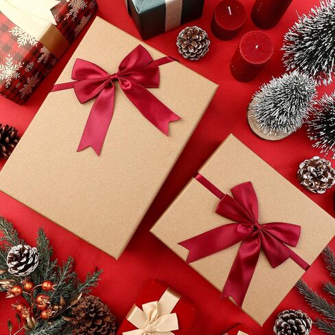 24 Pieces Christmas Stretch Loops with Bows Elastic Gift Bow Stretch Bows for Gifts Christmas Elastic Ribbon Crafts for Christmas Gift Boxes Wrapping Party Favors(Red, 20-24 Inch) in Saudi Arabia