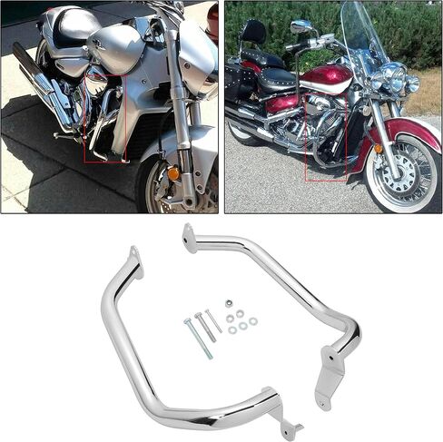 ECOTRIC Highway Crash Bar Compatible with 2006-2023 Suzuki Boulevard M109R Limited Edition Boss Intruder M1800R VZR1800 Engine Guard Silver Chrome in Saudi Arabia