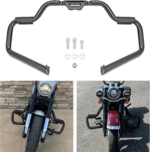 Wsays Engine Guard Front Highway Crash Bars Mustache Compatible with Harley Softail Fat Boy Street Bob Breakout Fat Bob Low Rider 2018-2025, Chrome in Saudi Arabia